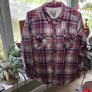 Plaid Flannel Shirt in Red and Blue